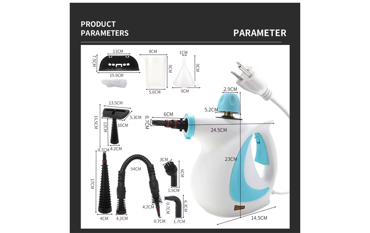 High Pressure Handheld Steam Cleaner – Portable Steam Spray for Home & Car