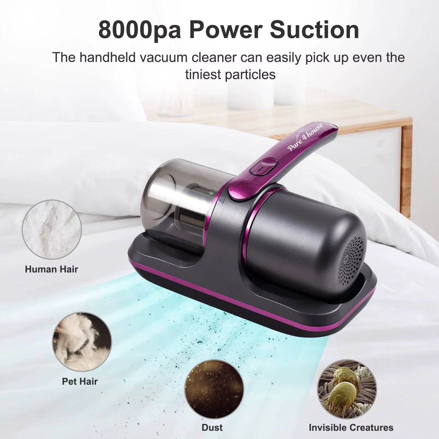 Pure4house™ Compact Mattress Vacuum Cleaner